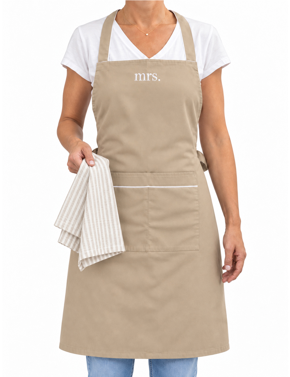 Delantal Bernarda mujer beige